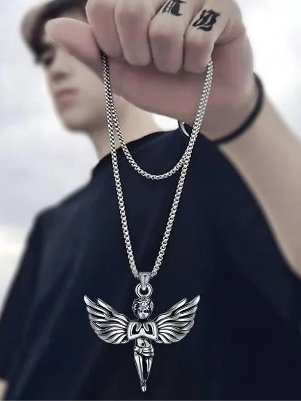 NEW Silver Angel Wing Pendant Necklace for Men / Women / Unisex